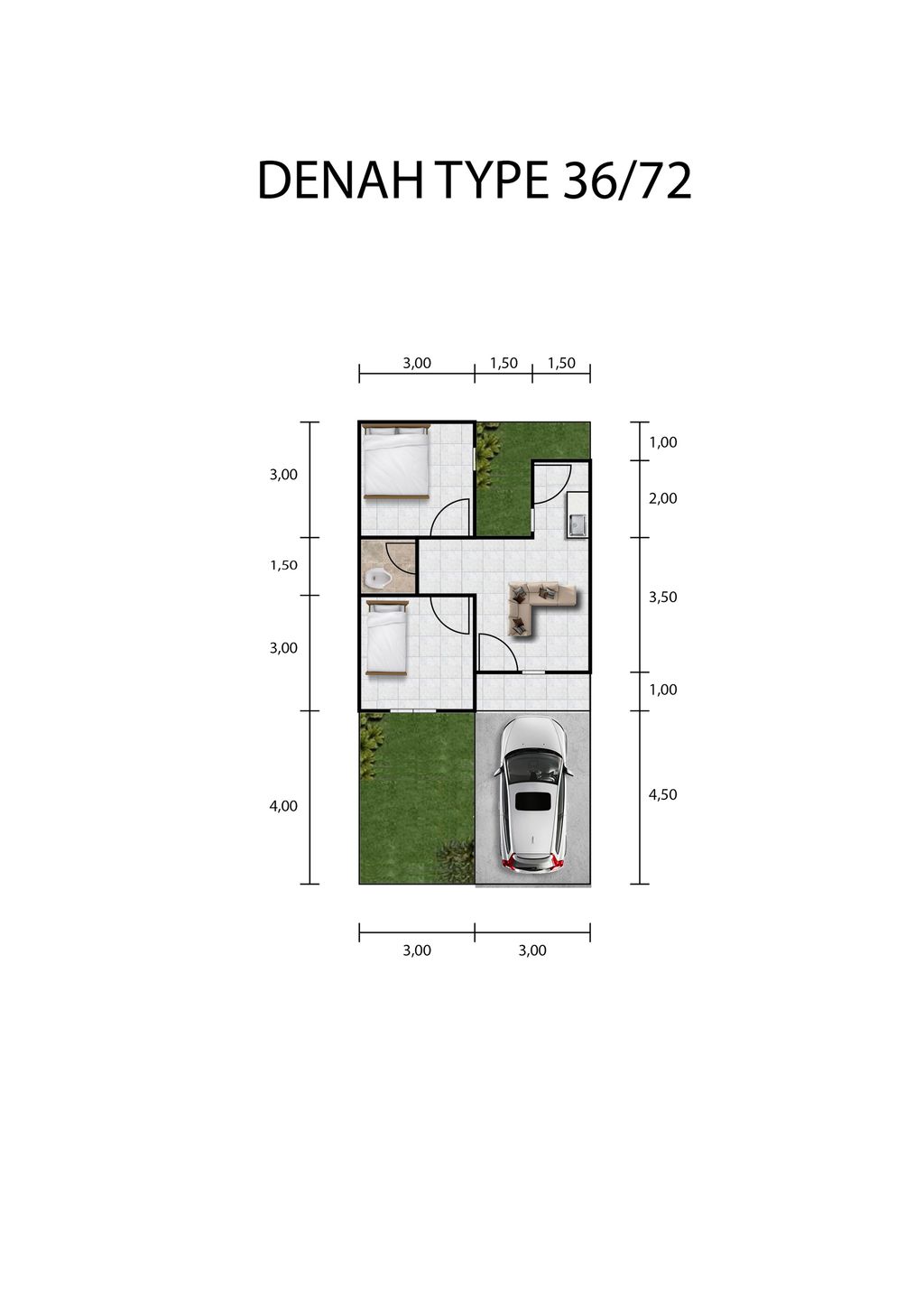 foto denah rumah tipe 36/72 2026 perumahan Perumahan Ar-Rayya