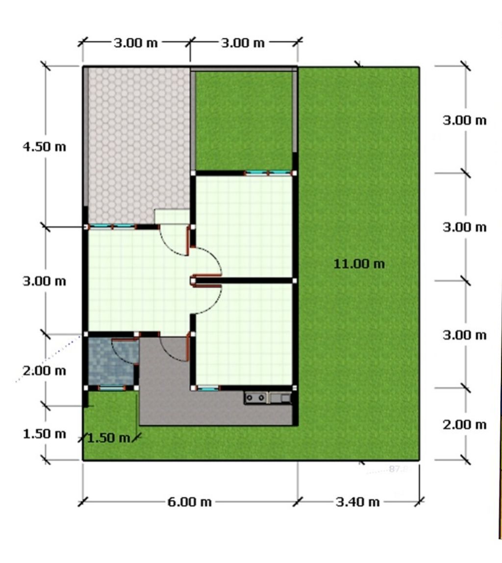foto denah rumah tipe 27/106 166jt perumahan Graha Sejahtera 2 Tempel