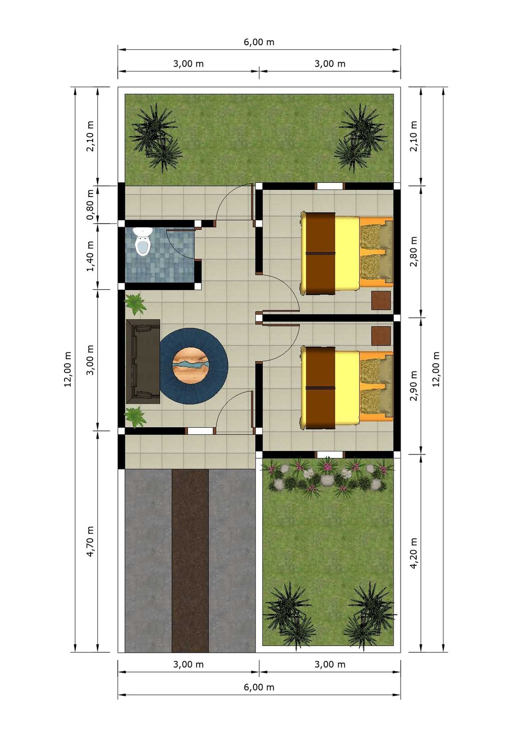 foto denah rumah tipe 30/72 perumahan ALAM JAYA RESIDENCE TAHAP VI