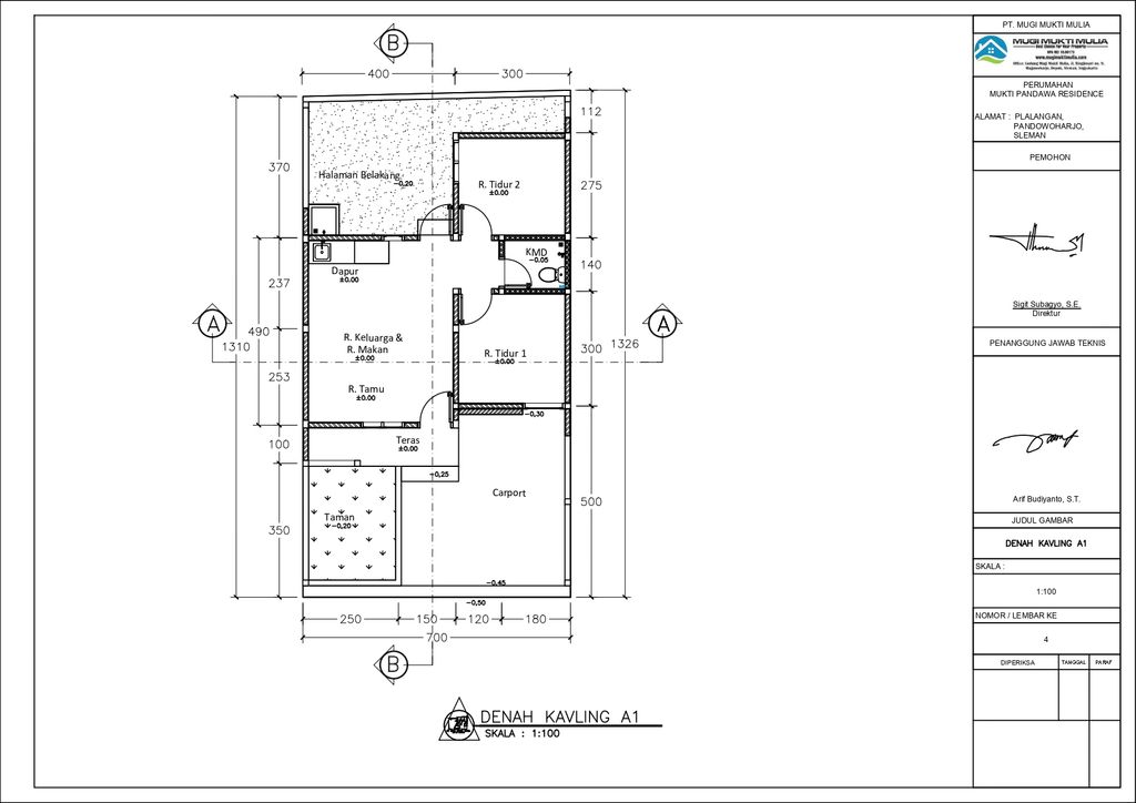 foto denah rumah tipe 45 perumahan Perumahan Mukti Pandowo Residence