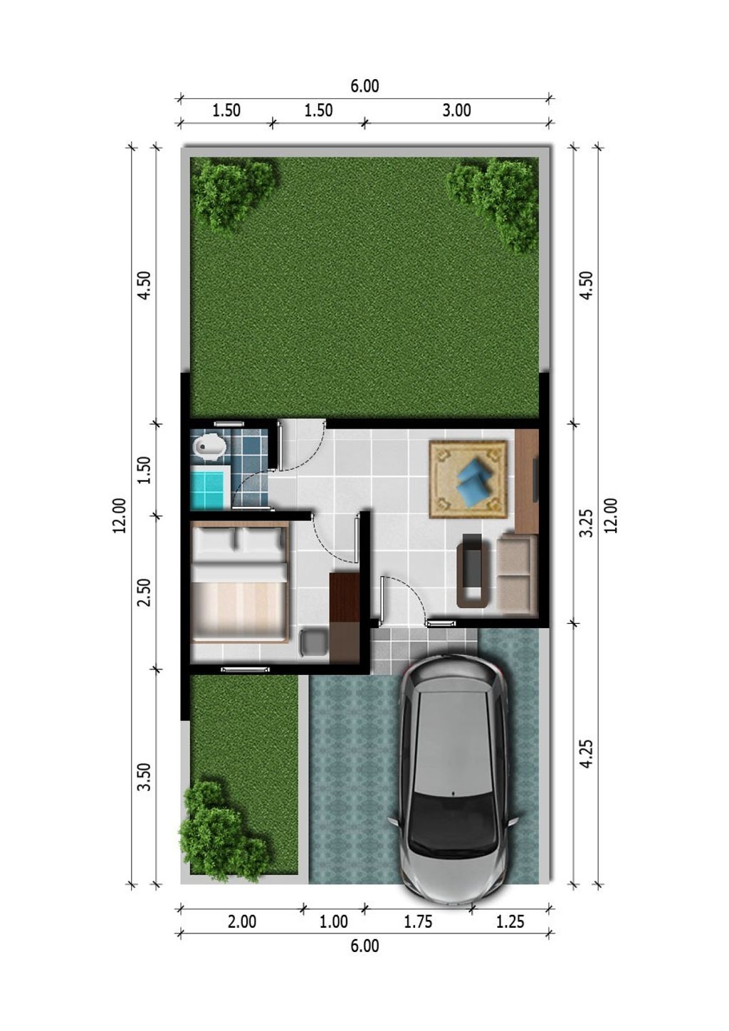 foto denah rumah tipe 22/72 perumahan Bangil Kota Baru Extend
