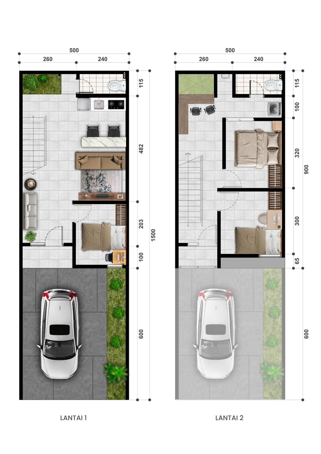 foto denah rumah tipe CATTLEYA AE/8 - 76/75 (780.000.000) perumahan BUMI TAMALANREA PERMAI