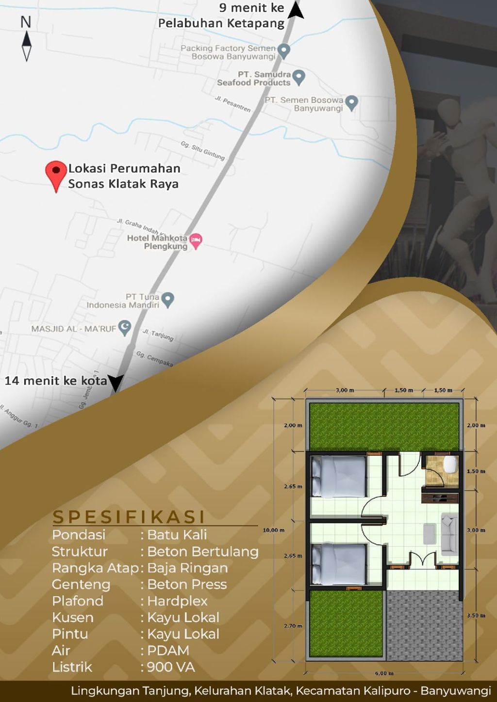foto denah rumah tipe 30/71 perumahan SONAS KLATAK RAYA